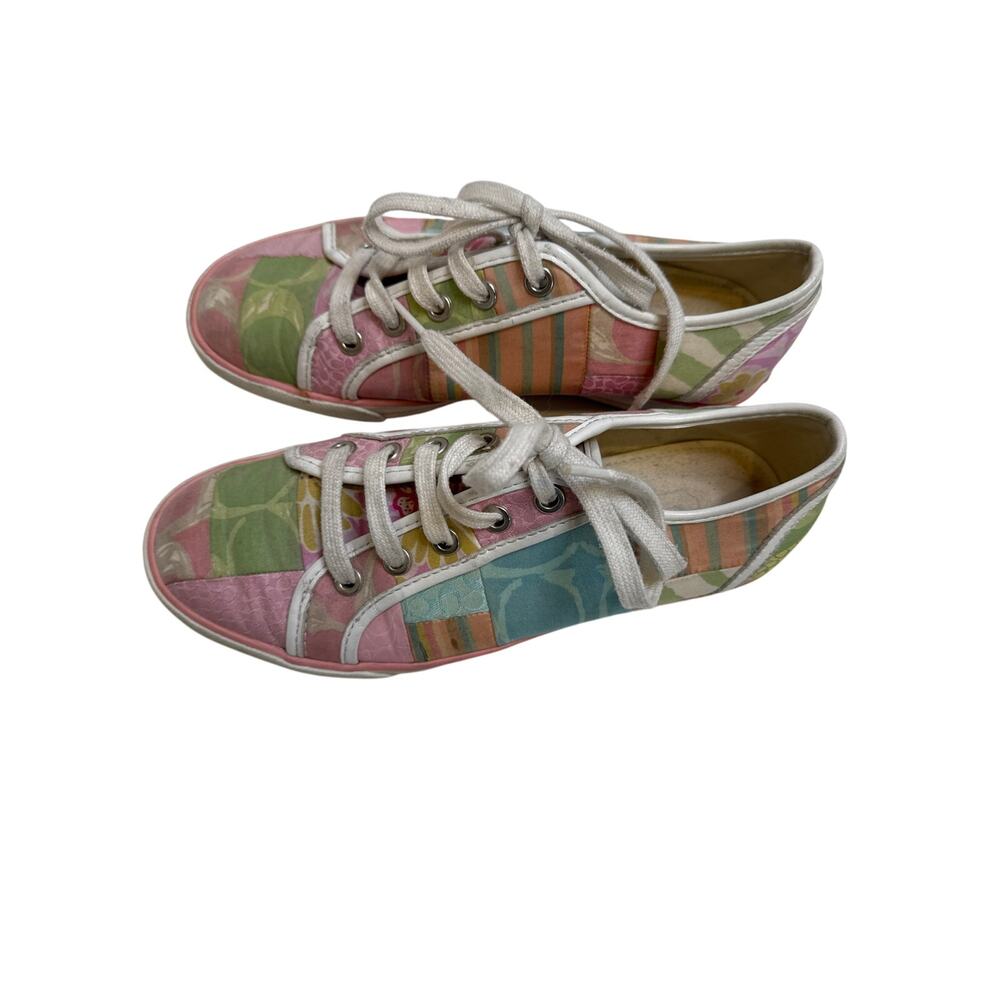 Coach Patchwork Dawnell Pastel Lace Up Sneakers Sz 6.5M Women’s Colorful - Picture 2 of 8